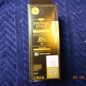 2 GE LED Vintage Style med base Amber Glass